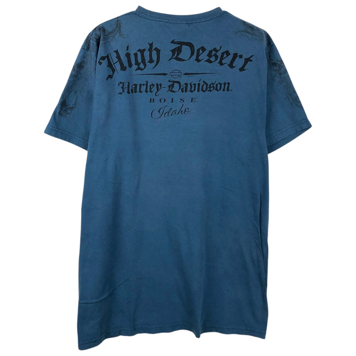 Harley-Davidson Skull Pattern Motorcycle Bike T-shirt Men's M size unclear blue type Vintage Second Hand