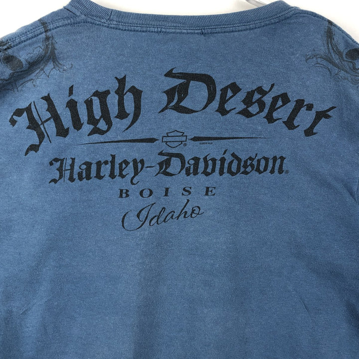 Harley-Davidson Skull Pattern Motorcycle Bike T-shirt Men's M size unclear blue type Vintage Second Hand