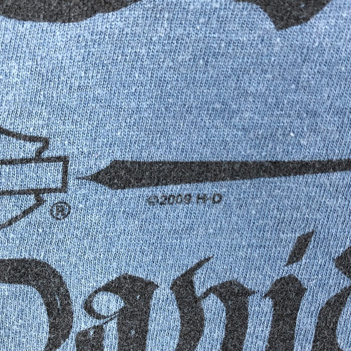 Harley-Davidson Skull Pattern Motorcycle Bike T-shirt Men's M size unclear blue type Vintage Second Hand