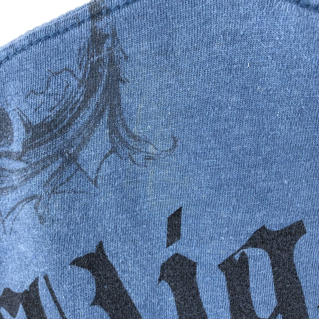 Harley-Davidson Skull Pattern Motorcycle Bike T-shirt Men's M size unclear blue type Vintage Second Hand