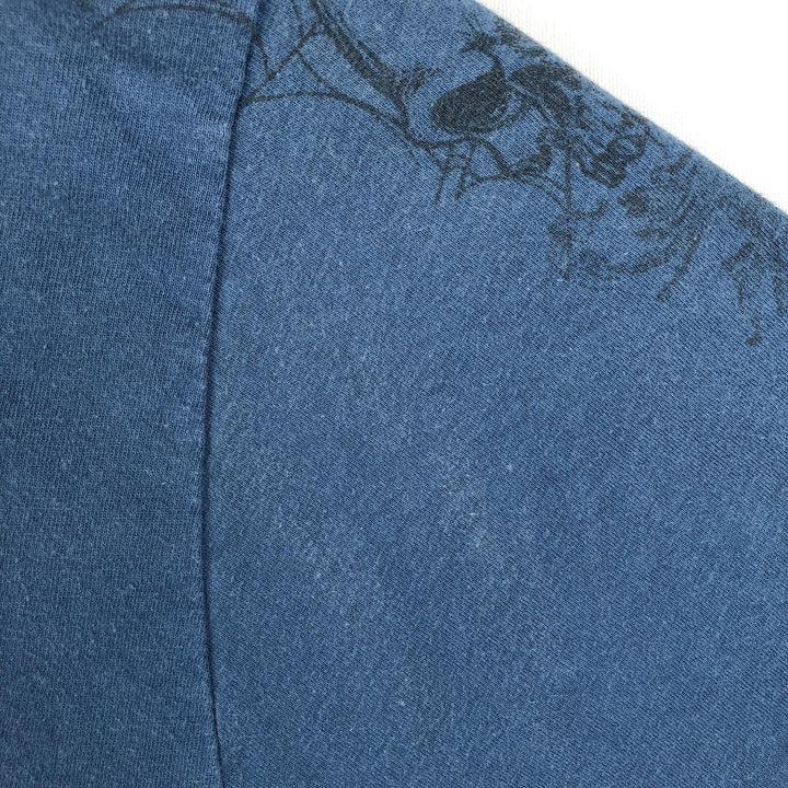 Harley-Davidson Skull Pattern Motorcycle Bike T-shirt Men's M size unclear blue type Vintage Second Hand