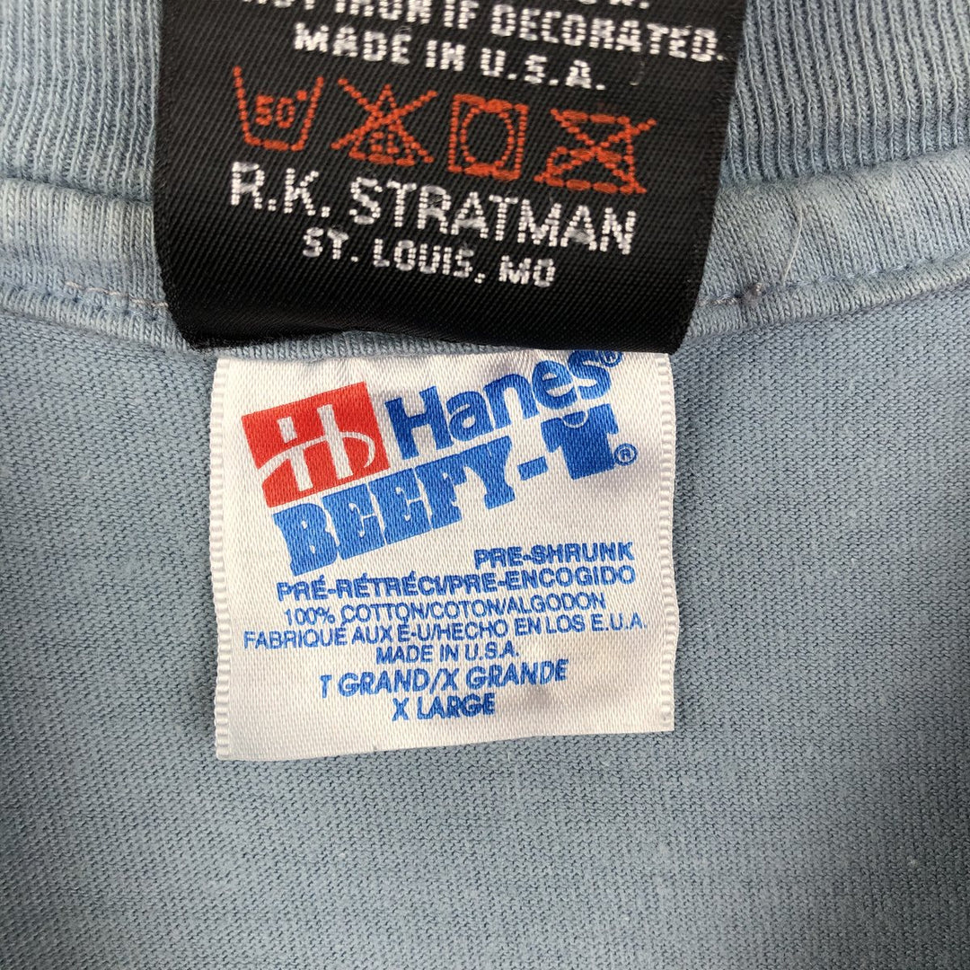 90'S Harley-Davidson Hanes BEEFY-T Eagle Pattern Motorcycle T-Shirt, Made in USA, Men's XL equivalent. cotton Blue type light blue Vintage Second Hand
