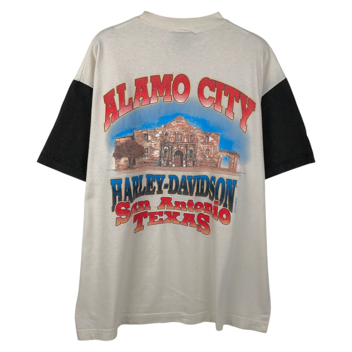 90'S Harley-Davidson Two-Tone Motorcycle T-Shirt, Made in USA, Men's Size L (approx.) cotton white type Vintage Second Hand