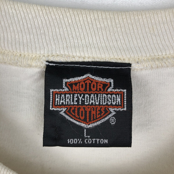 90'S Harley-Davidson Two-Tone Motorcycle T-Shirt, Made in USA, Men's Size L (approx.) cotton white type Vintage Second Hand