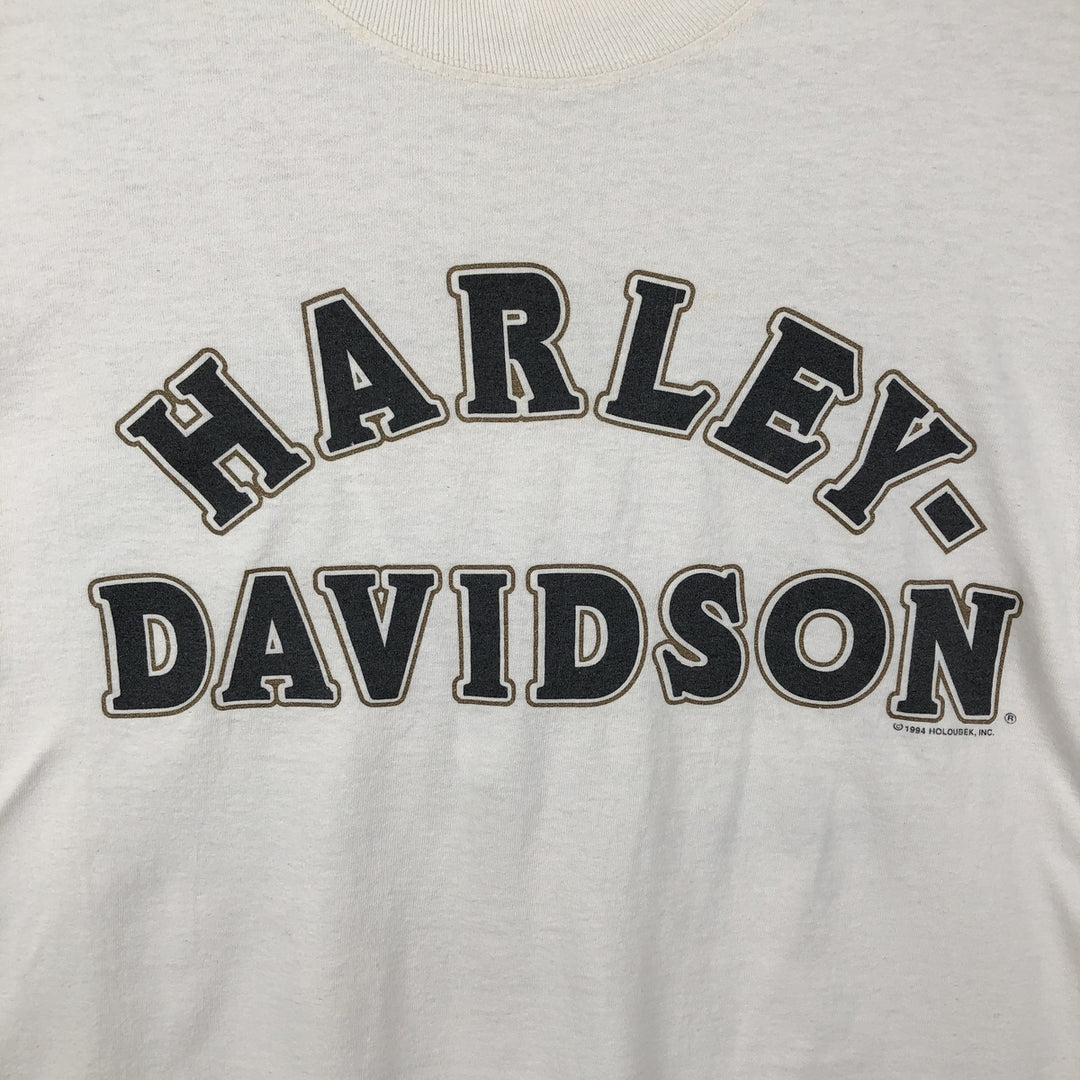 90'S Harley-Davidson Two-Tone Motorcycle T-Shirt, Made in USA, Men's Size L (approx.) cotton white type Vintage Second Hand