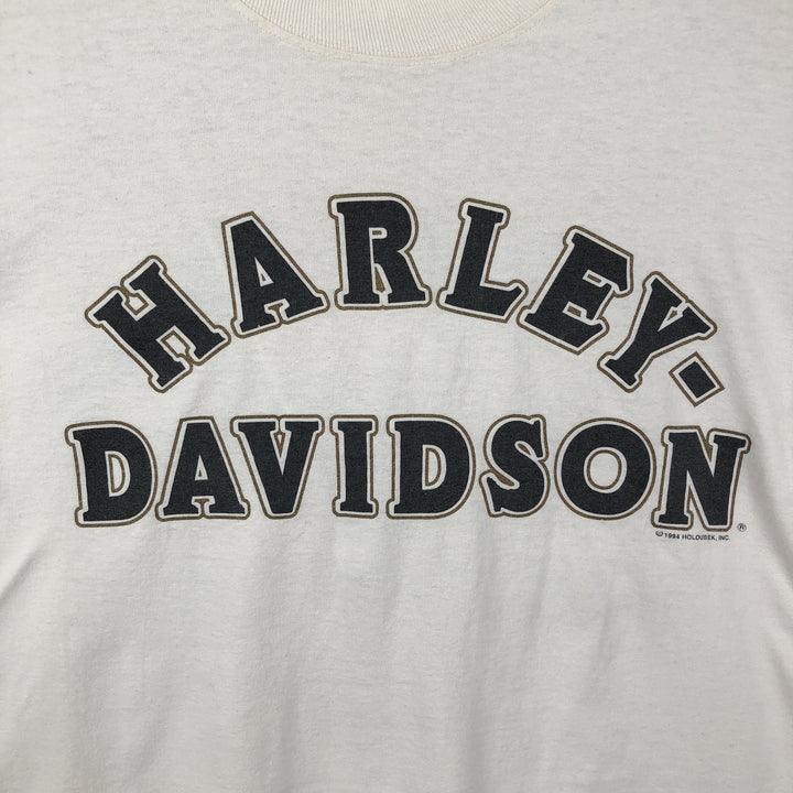 90'S Harley-Davidson Two-Tone Motorcycle T-Shirt, Made in USA, Men's Size L (approx.) cotton white type Vintage Second Hand