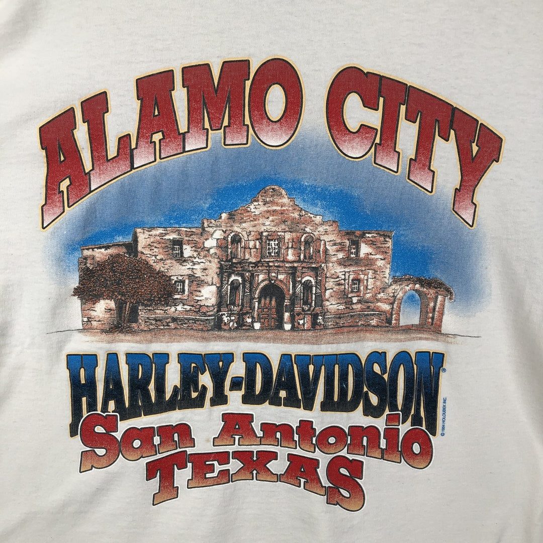 90'S Harley-Davidson Two-Tone Motorcycle T-Shirt, Made in USA, Men's Size L (approx.) cotton white type Vintage Second Hand