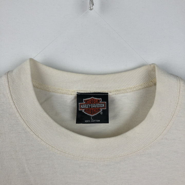 90'S Harley-Davidson Two-Tone Motorcycle T-Shirt, Made in USA, Men's Size L (approx.) cotton white type Vintage Second Hand
