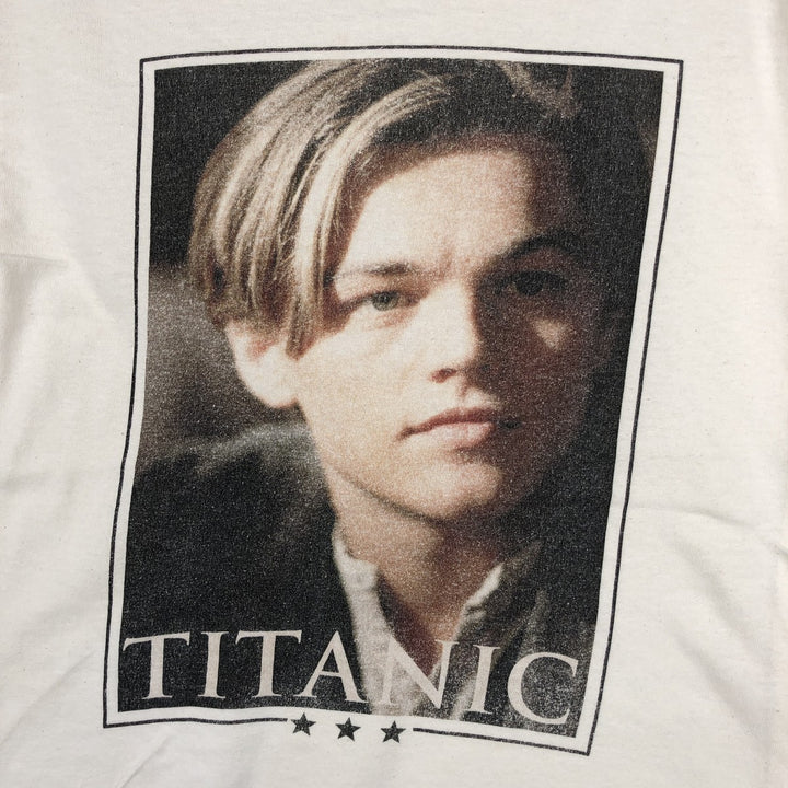 TITANIC Movie T-Shirt (Men's Size S) unclear white type Vintage Second Hand