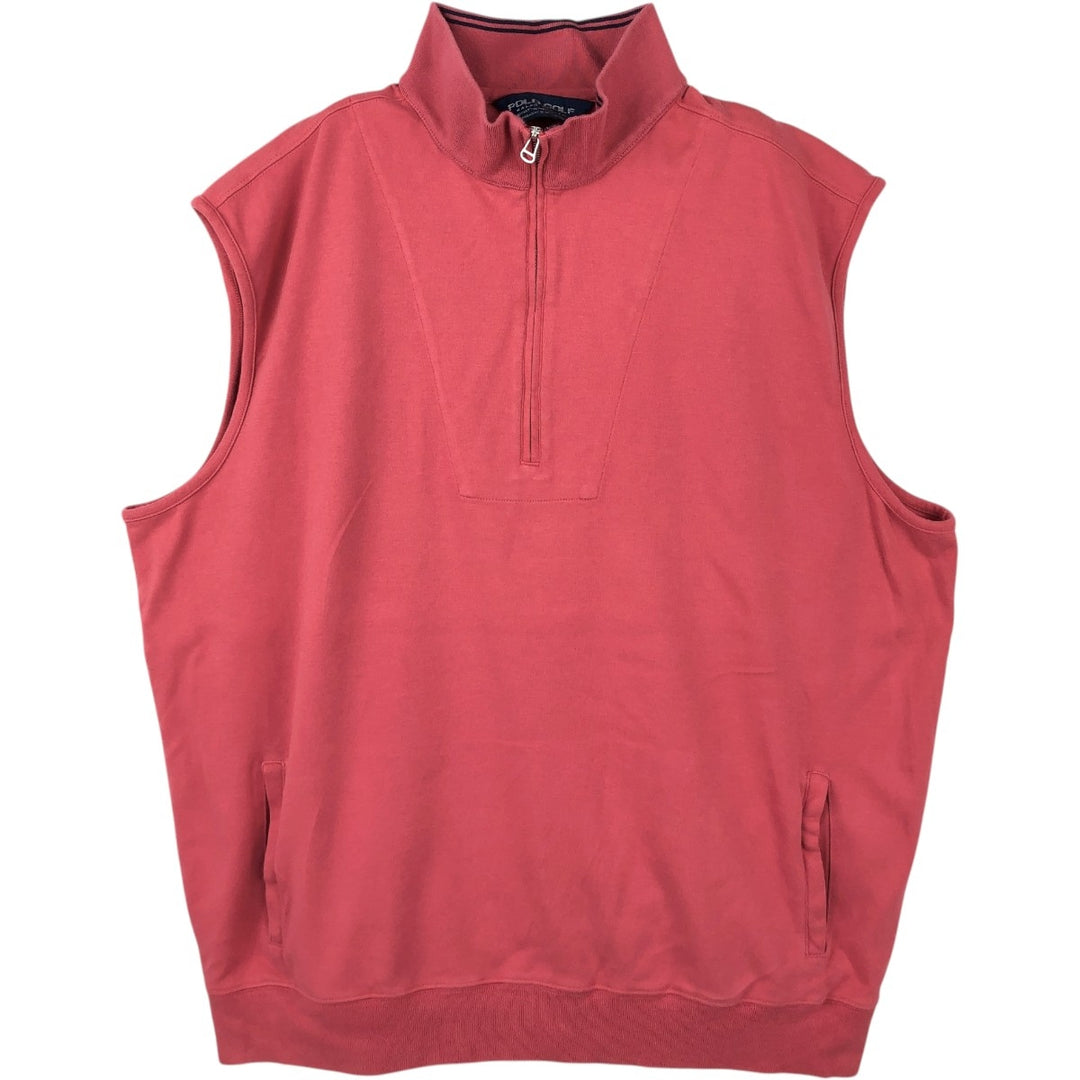 Ralph Lauren POLO GOLF Half-Zip Sweat Vest, Men's Size XL (approx.) cotton pink type Vintage Second Hand