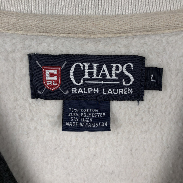 Ralph Lauren CHAPS V-neck sweat vest, men's size L (approx.) cotton unbleached Vintage Second Hand