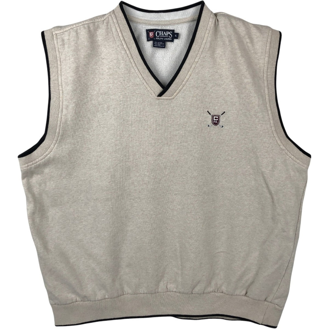 Ralph Lauren CHAPS V-neck chaps sweat vest, men's size XL (approx.) cotton unbleached Vintage Second Hand