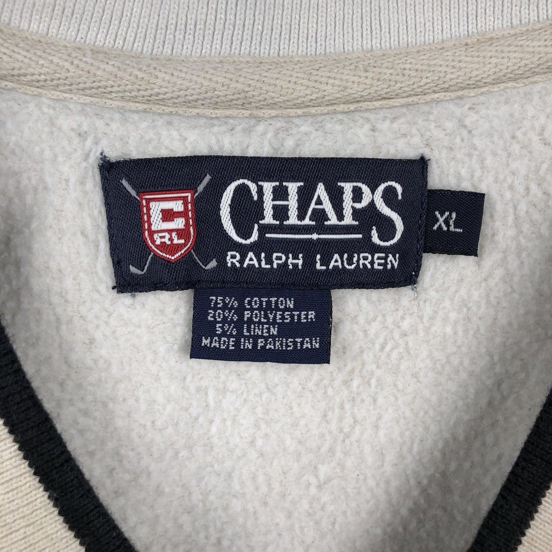 Ralph Lauren CHAPS V-neck chaps sweat vest, men's size XL (approx.) cotton unbleached Vintage Second Hand