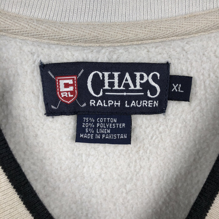 Ralph Lauren CHAPS V-neck chaps sweat vest, men's size XL (approx.) cotton unbleached Vintage Second Hand