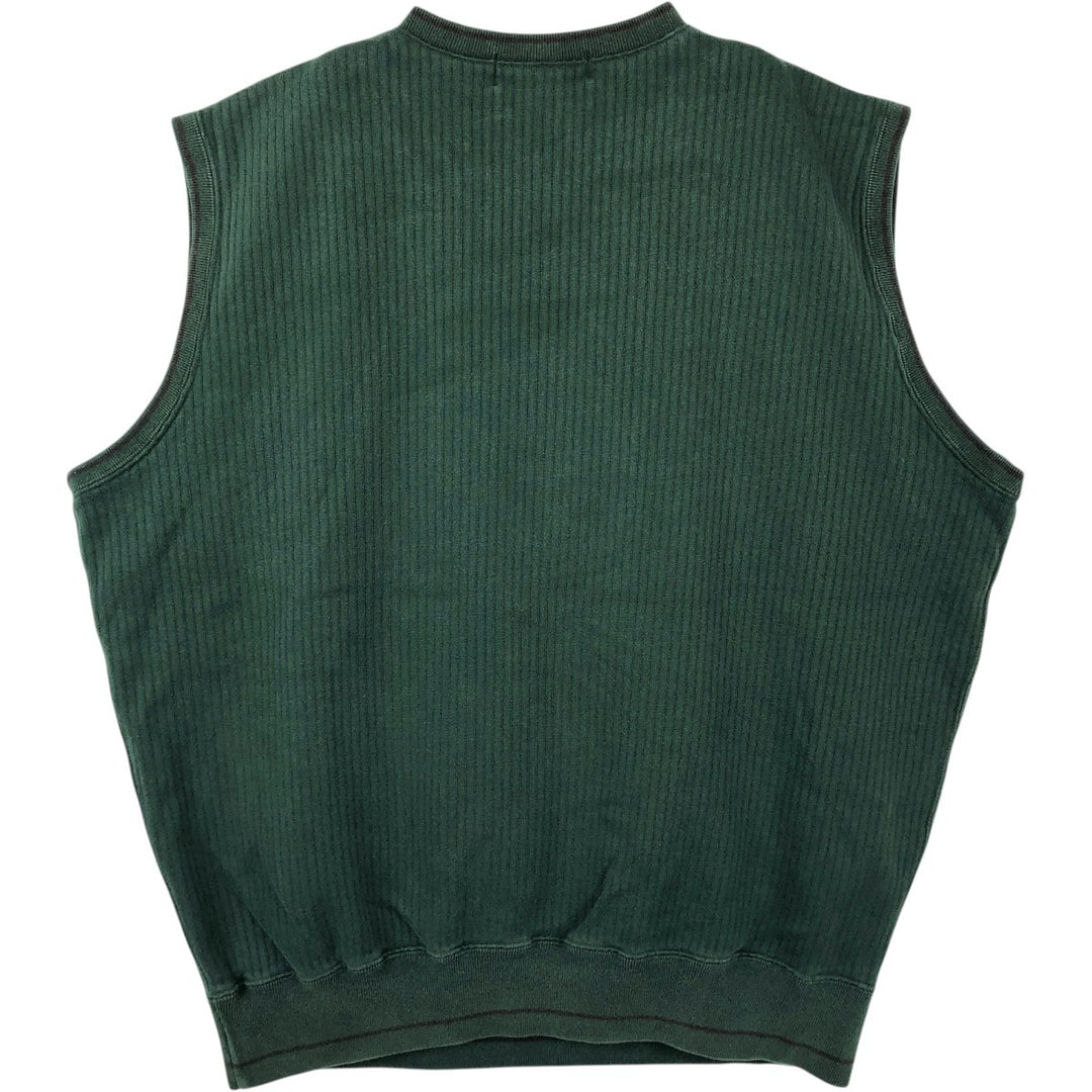 Ralph Lauren POLO GOLF V-neck ribbed sweat vest, men's size L (approx.) cotton Green type dark green Vintage Second Hand