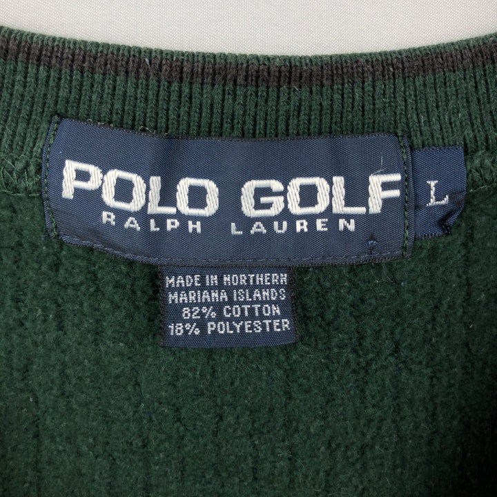 Ralph Lauren POLO GOLF V-neck ribbed sweat vest, men's size L (approx.) cotton Green type dark green Vintage Second Hand