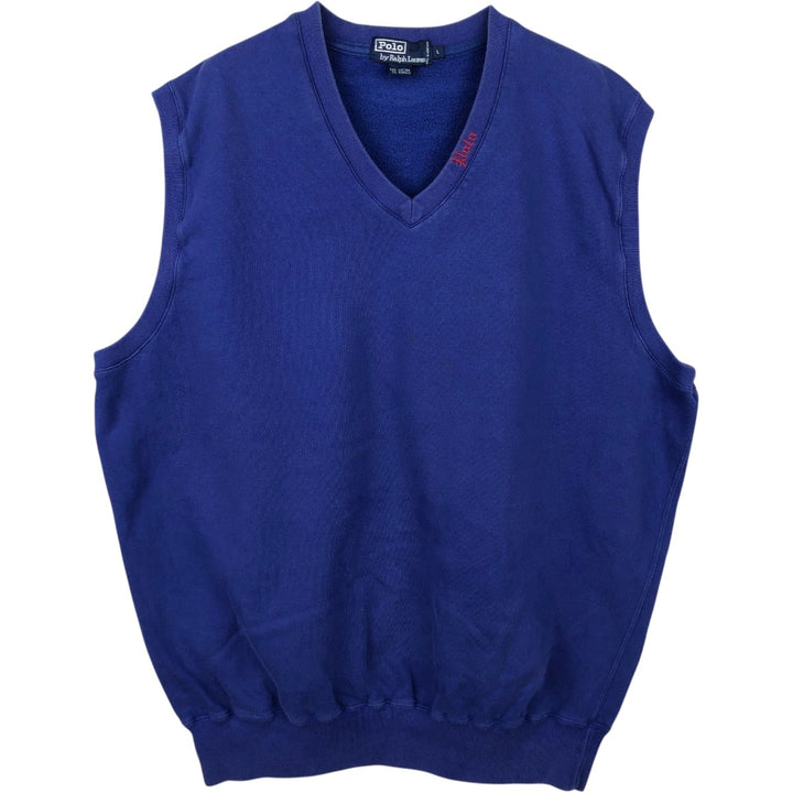 Ralph Lauren POLO by Ralph Lauren V-neck sweat vest, men's size L cotton blue type Vintage Second Hand