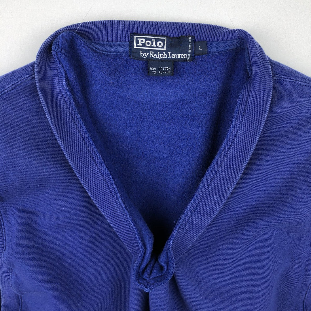 Ralph Lauren POLO by Ralph Lauren V-neck sweat vest, men's size L cotton blue type Vintage Second Hand