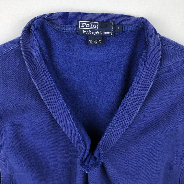 Ralph Lauren POLO by Ralph Lauren V-neck sweat vest, men's size L cotton blue type Vintage Second Hand
