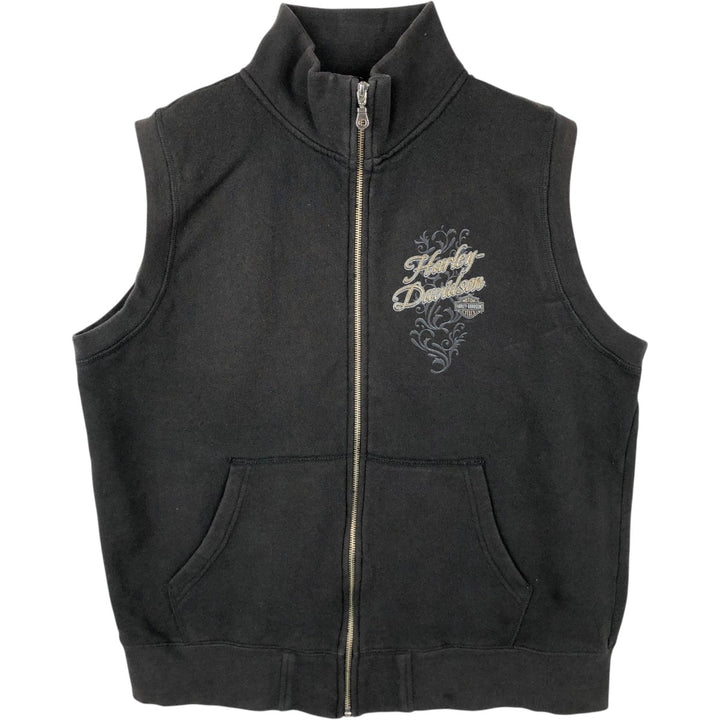 Harley-Davidson Open-Front Sweat Vest, Men's Size L (approx.) cotton black type Vintage Second Hand