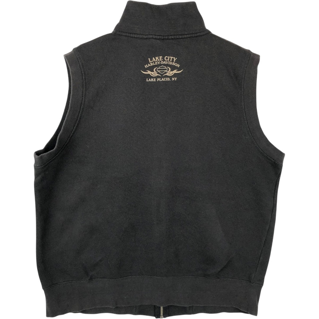 Harley-Davidson Open-Front Sweat Vest, Men's Size L (approx.) cotton black type Vintage Second Hand