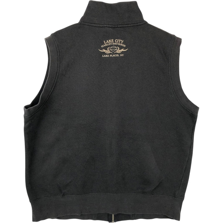 Harley-Davidson Open-Front Sweat Vest, Men's Size L (approx.) cotton black type Vintage Second Hand