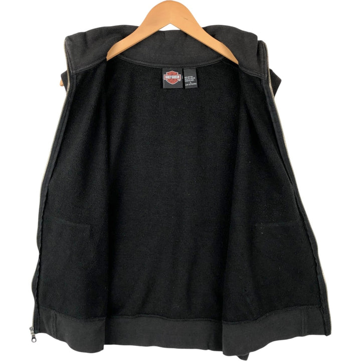 Harley-Davidson Open-Front Sweat Vest, Men's Size L (approx.) cotton black type Vintage Second Hand