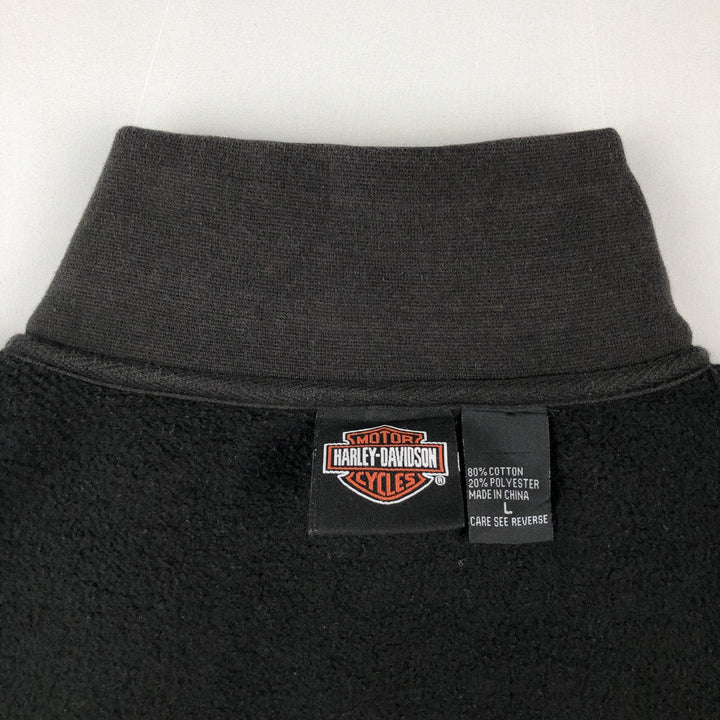 Harley-Davidson Open-Front Sweat Vest, Men's Size L (approx.) cotton black type Vintage Second Hand