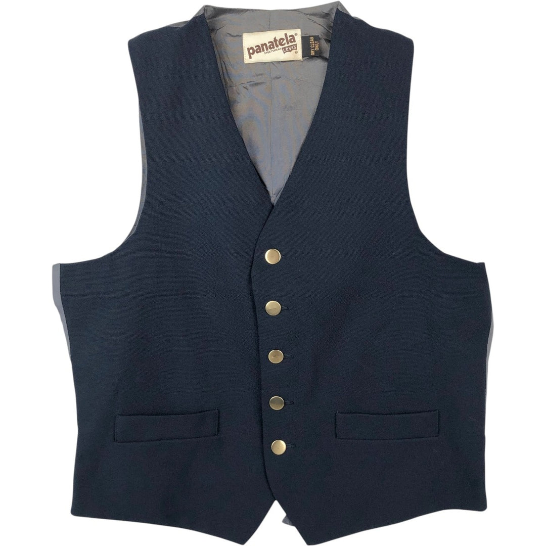 70s-80'S Levi's PANATELA Open-front Vest Suit Vest Men's Size M (Equivalent) Vintage unclear navy blue type Vintage Second Hand