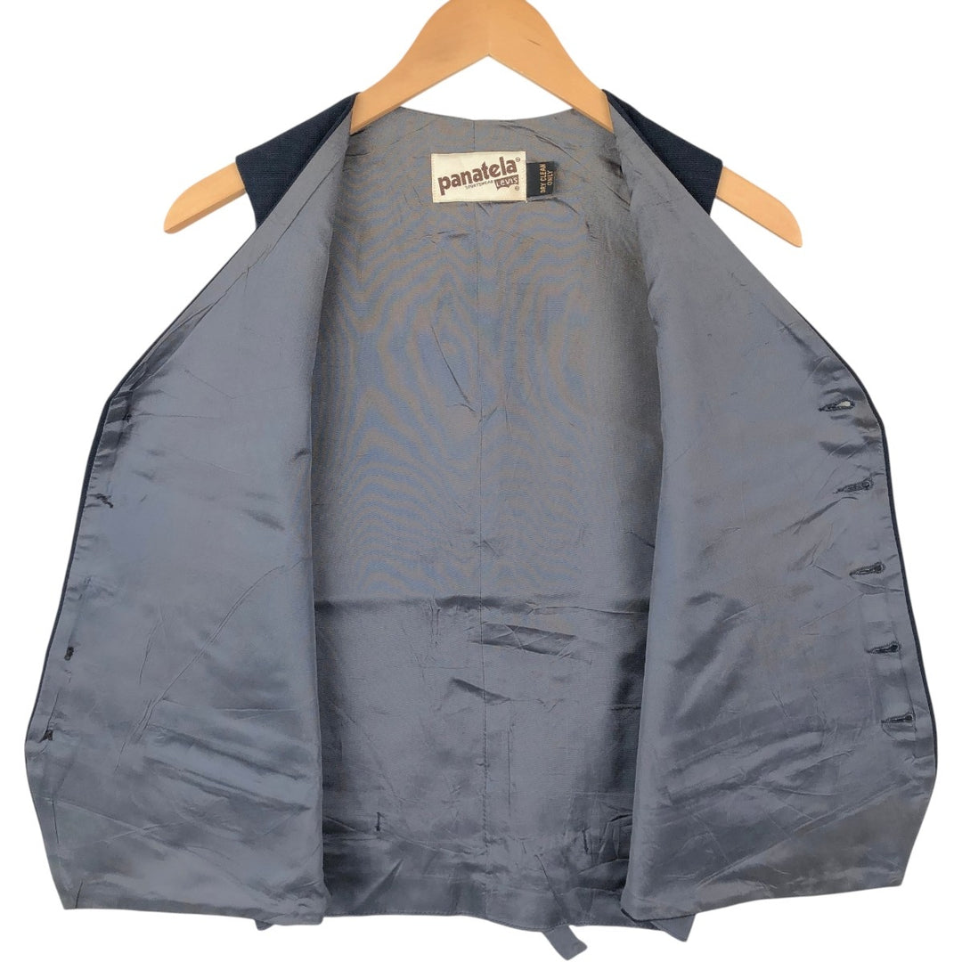 70s-80'S Levi's PANATELA Open-front Vest Suit Vest Men's Size M (Equivalent) Vintage unclear navy blue type Vintage Second Hand