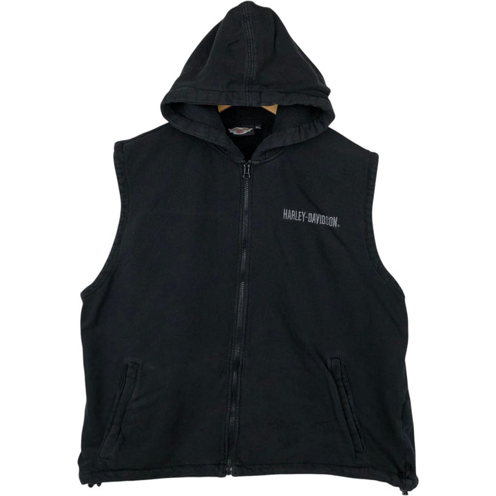 Harley-Davidson Hoodie Vest Men's XL cotton black type Vintage Second Hand