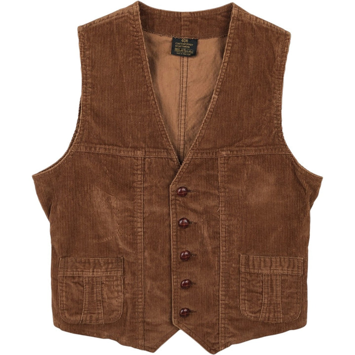 1980'S Sears The Men's Store Open-Front Corduroy Vest, Men's Size M (approx.), Vintage cotton brown type Vintage Second Hand