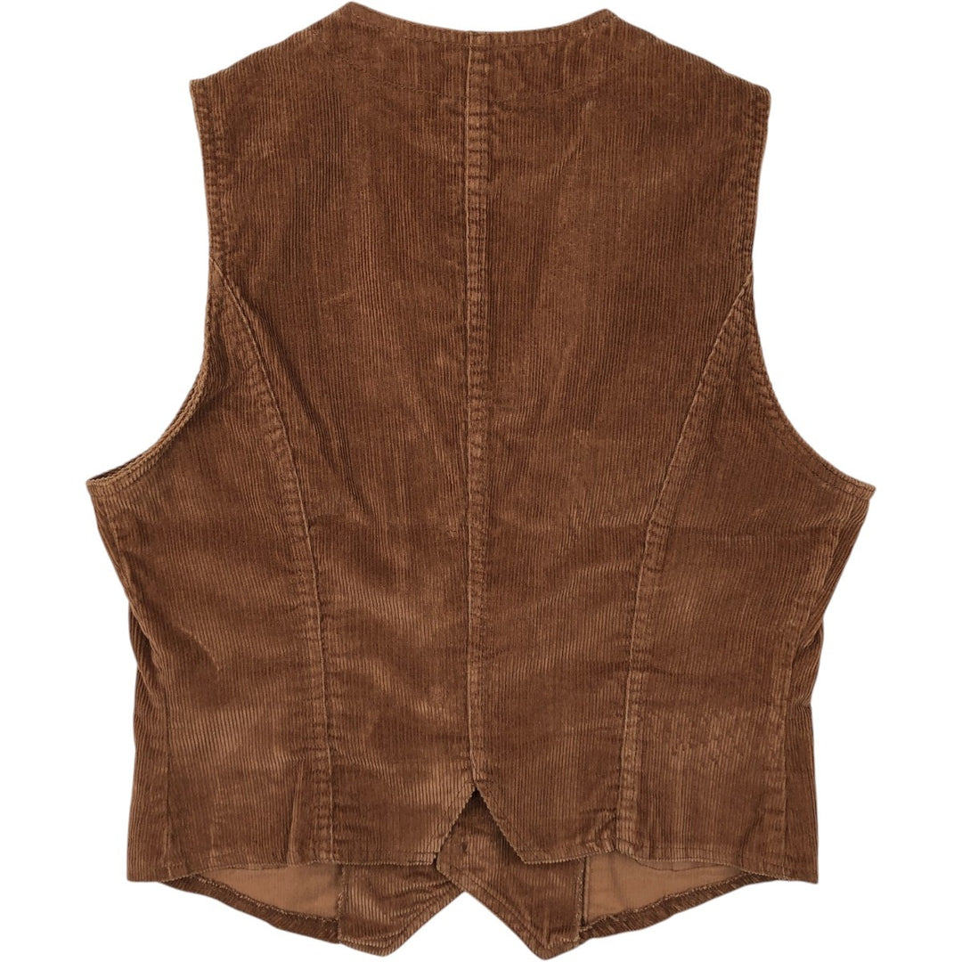 1980'S Sears The Men's Store Open-Front Corduroy Vest, Men's Size M (approx.), Vintage cotton brown type Vintage Second Hand