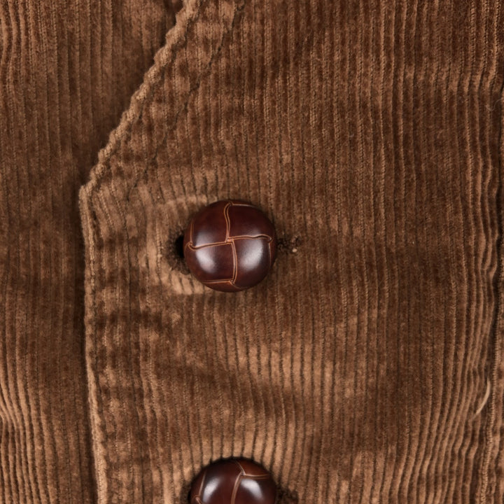 1980'S Sears The Men's Store Open-Front Corduroy Vest, Men's Size M (approx.), Vintage cotton brown type Vintage Second Hand