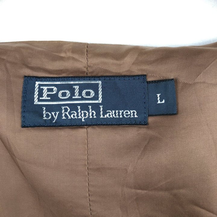Ralph Lauren POLO by Ralph Lauren Herringbone Open-Front Wool Vest (Men's Size L) wool beige type brown Vintage Second Hand