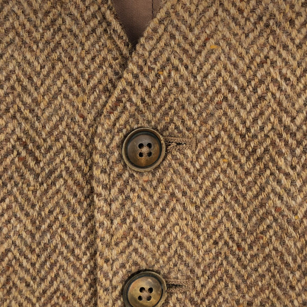 Ralph Lauren POLO by Ralph Lauren Herringbone Open-Front Wool Vest (Men's Size L) wool beige type brown Vintage Second Hand