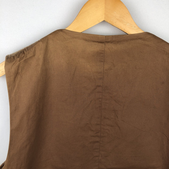 Ralph Lauren POLO by Ralph Lauren Herringbone Open-Front Wool Vest (Men's Size L) wool beige type brown Vintage Second Hand