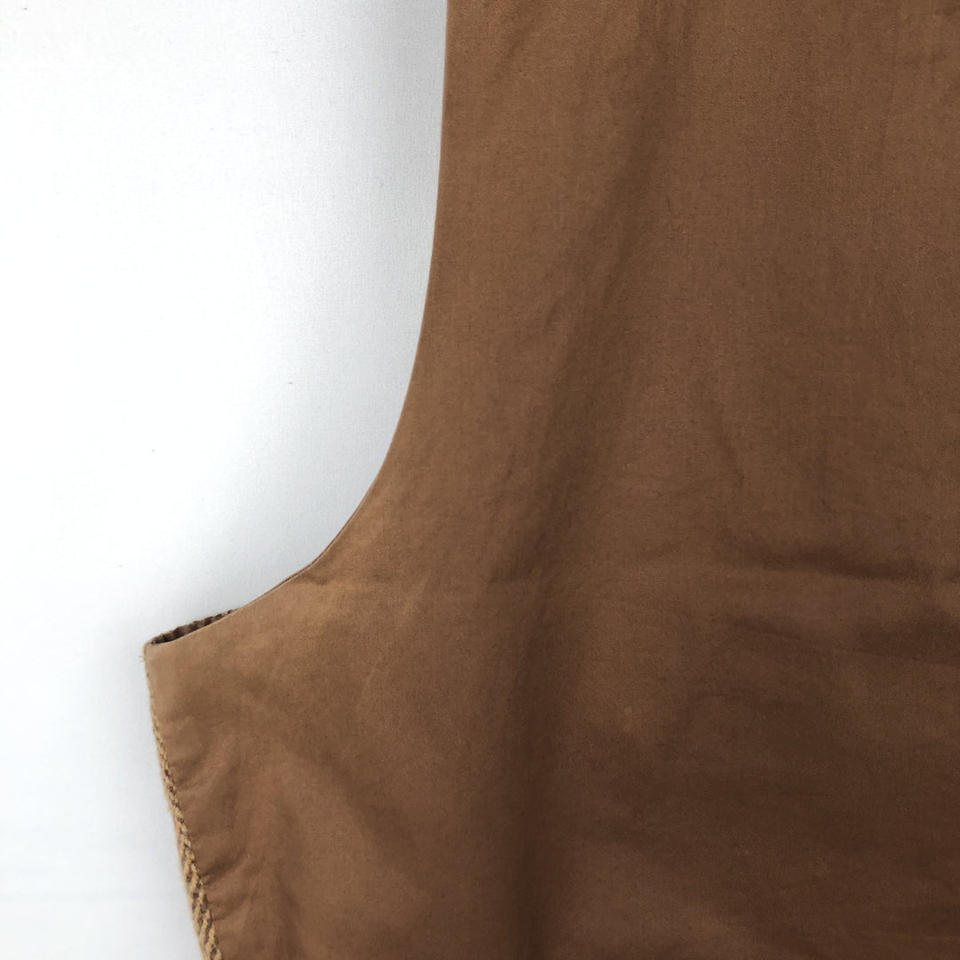 Ralph Lauren POLO by Ralph Lauren Herringbone Open-Front Wool Vest (Men's Size L) wool beige type brown Vintage Second Hand