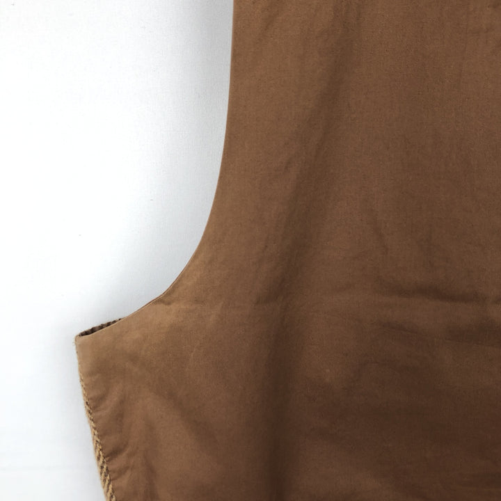 Ralph Lauren POLO by Ralph Lauren Herringbone Open-Front Wool Vest (Men's Size L) wool beige type brown Vintage Second Hand