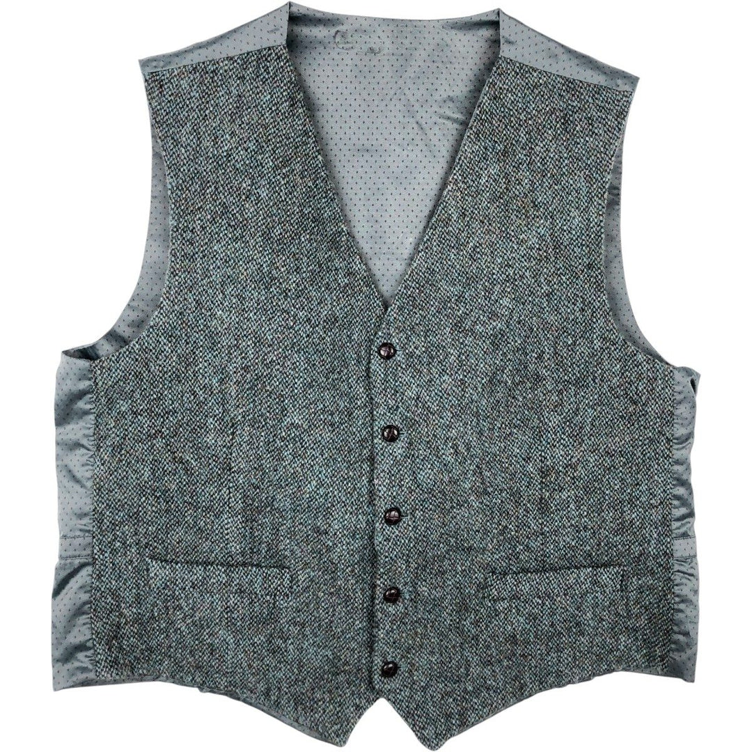 Harris Tweed wool vest, open front, size XXL (equivalent to men's XXL). wool gray type Vintage Second Hand