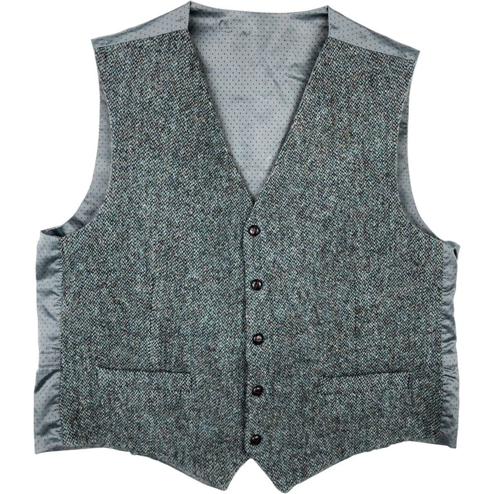 Harris Tweed wool vest, open front, size XXL (equivalent to men's XXL). wool gray type Vintage Second Hand