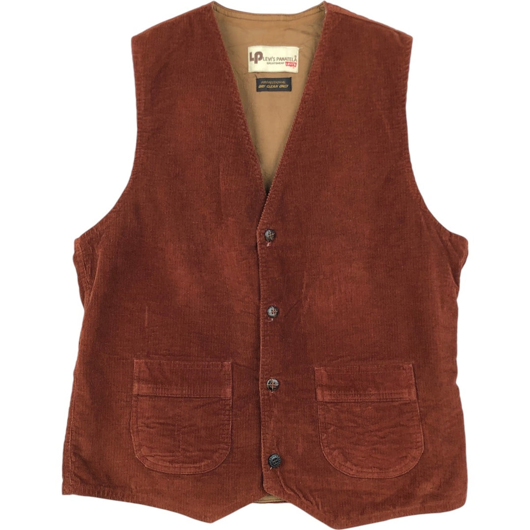 70s-80'S Levi's PANATELA Corduroy Vest, Open Front, Men's Size S (Equivalent), Vintage unclear brown type Vintage Second Hand