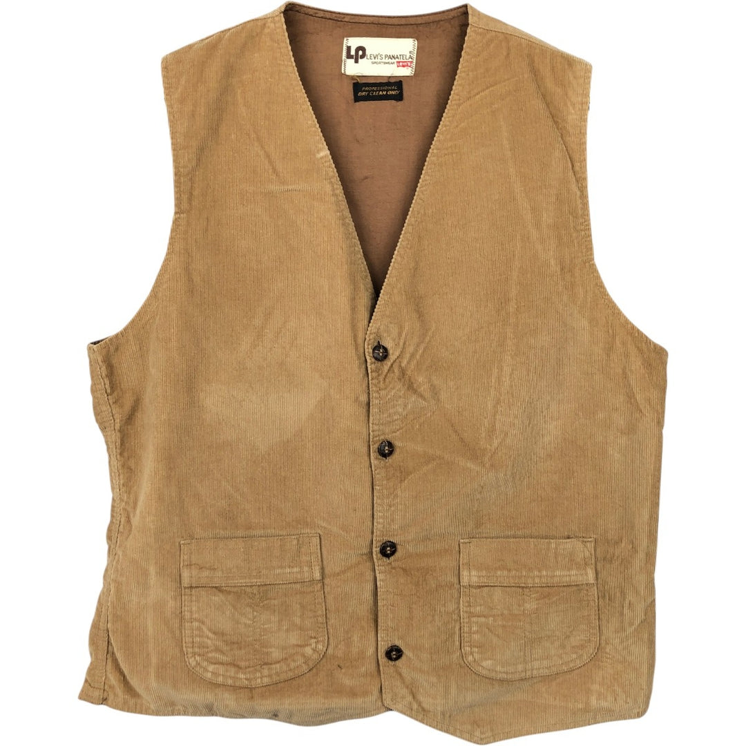 1970'S Levi's PANATELA Corduroy Vest, Open Front, Men's Size M (Equivalent), Vintage unclear Beige type Vintage Second Hand