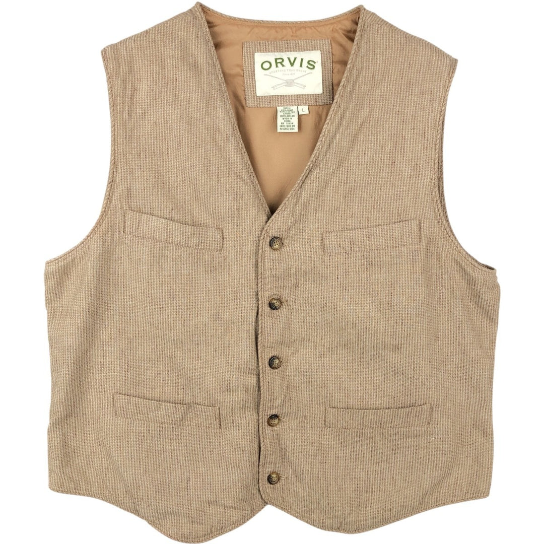 90s-00'S Orvis hemp x cotton vest, men's size L (approx.) cotton Beige type Vintage Second Hand