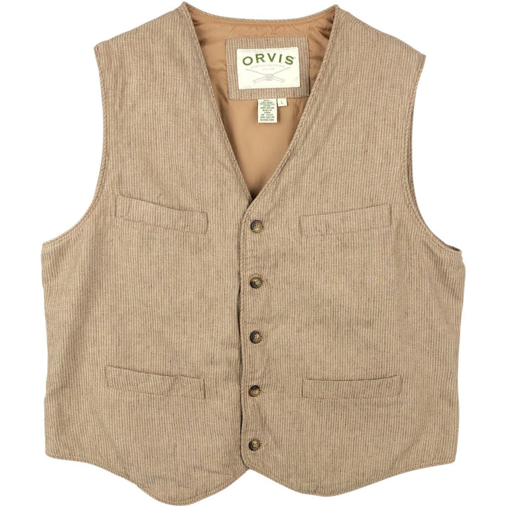 90s-00'S Orvis hemp x cotton vest, men's size L (approx.) cotton Beige type Vintage Second Hand