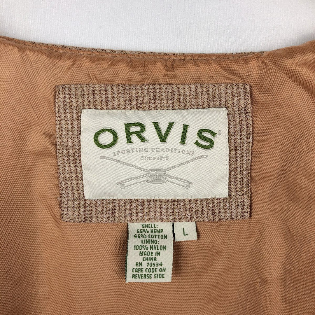 90s-00'S Orvis hemp x cotton vest, men's size L (approx.) cotton Beige type Vintage Second Hand