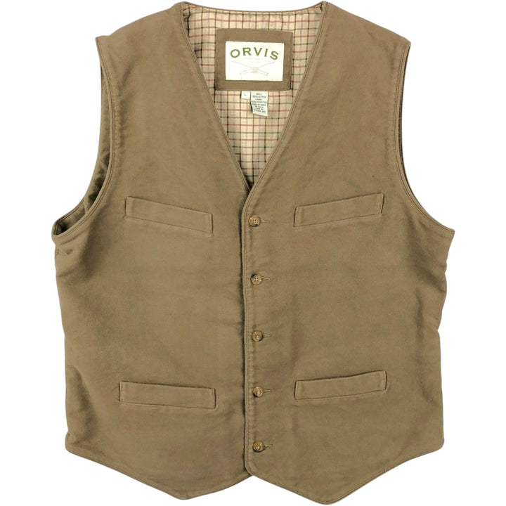 90s-00'S Orvis cotton vest, men's size L (approx.) cotton Khaki type beige Vintage Second Hand