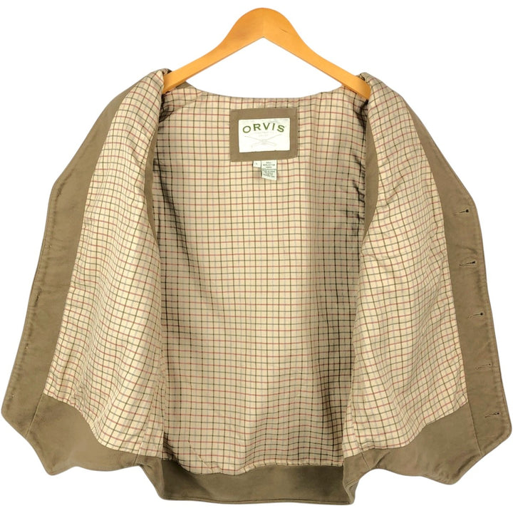 90s-00'S Orvis cotton vest, men's size L (approx.) cotton Khaki type beige Vintage Second Hand