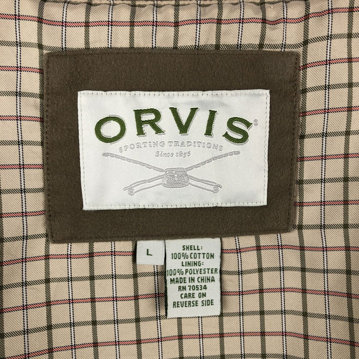 90s-00'S Orvis cotton vest, men's size L (approx.) cotton Khaki type beige Vintage Second Hand