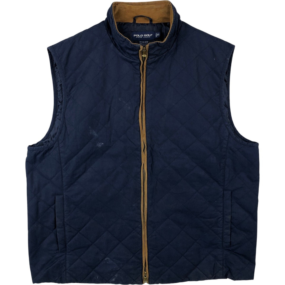 Ralph Lauren POLO GOLF quilted vest, men's size XL (approx.) cotton navy blue type Vintage Second Hand